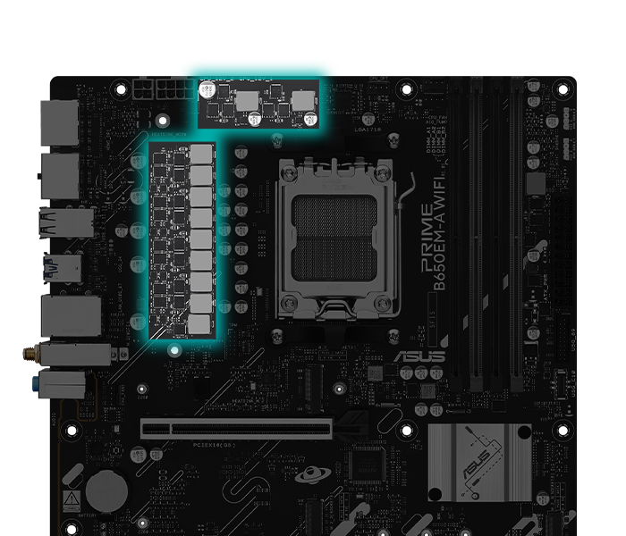 PRIME B650EM-A WIFI 主板采用数字供电设计。